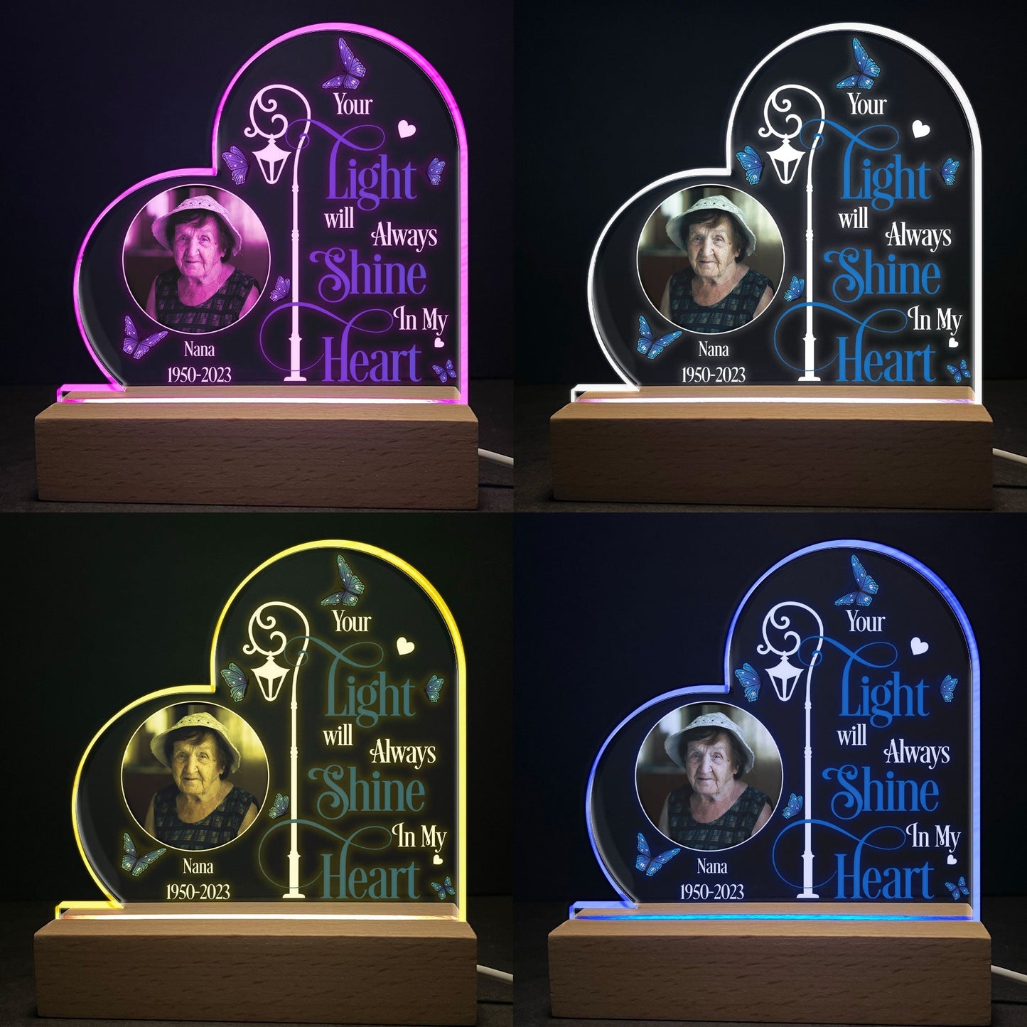 Your Light Will Always Shine In My Heart - Personalized Photo LED Light