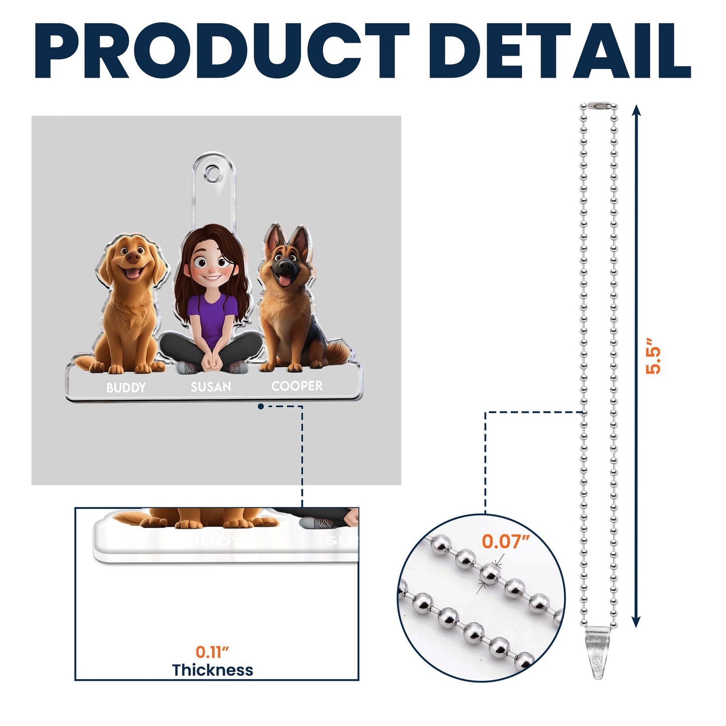 A Girl And Her Dogs - New Cartoon Pet - Personalized Rear View Mirror Accessory