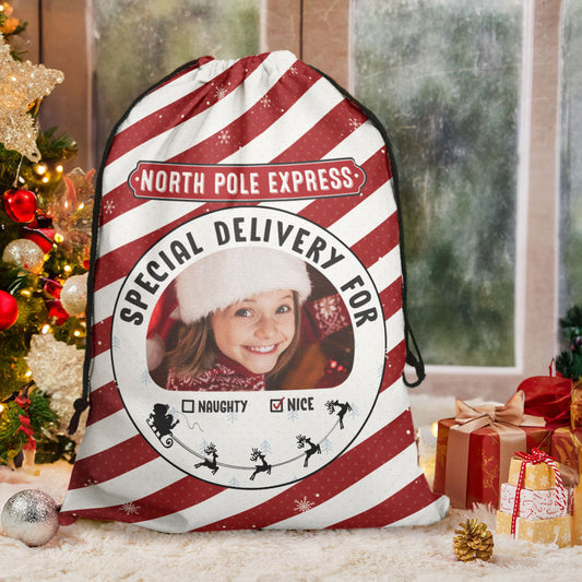 (Photo Inserted) Santa Sack Christmas Gifts For Kid - Personalized Photo Christmas Sack