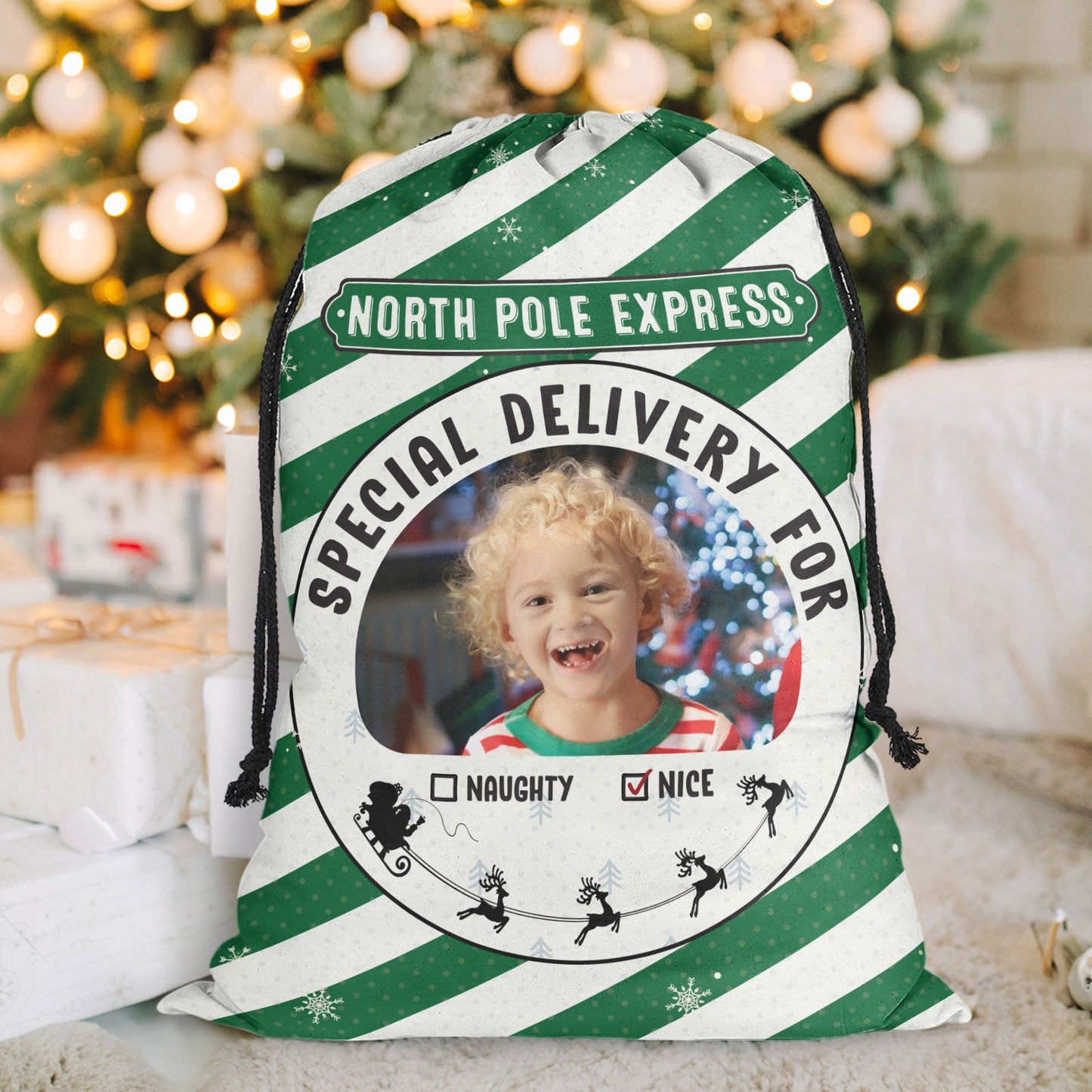 (Photo Inserted) Santa Sack Christmas Gifts For Kid - Personalized Photo Christmas Sack