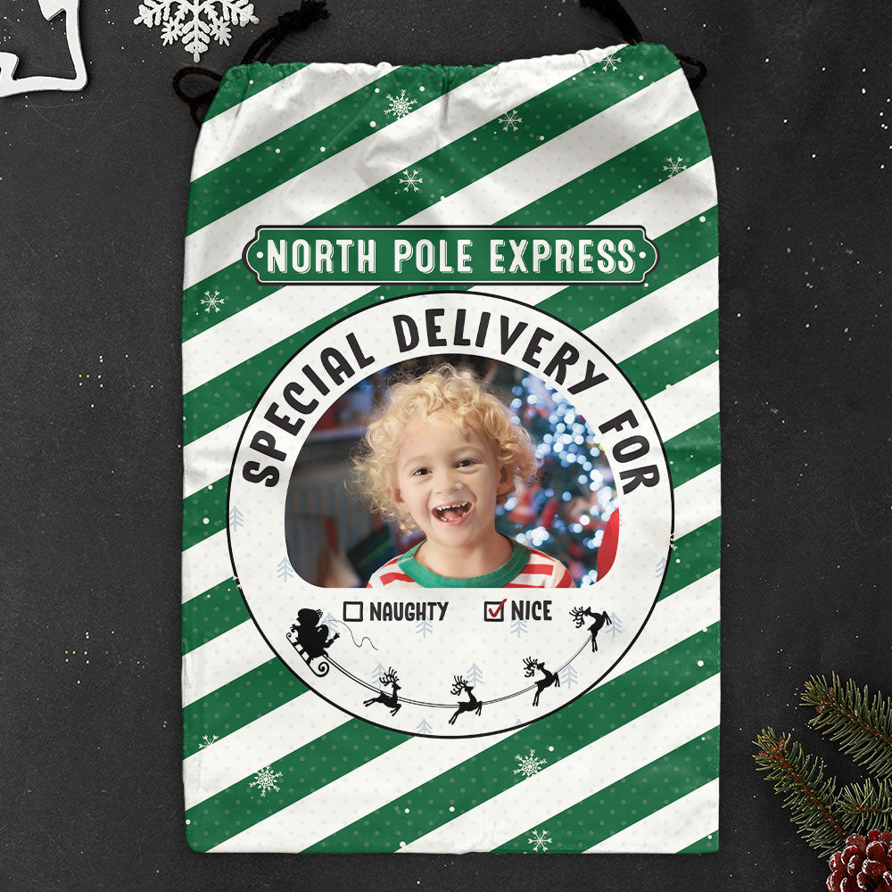 (Photo Inserted) Santa Sack Christmas Gifts For Kid - Personalized Photo Christmas Sack