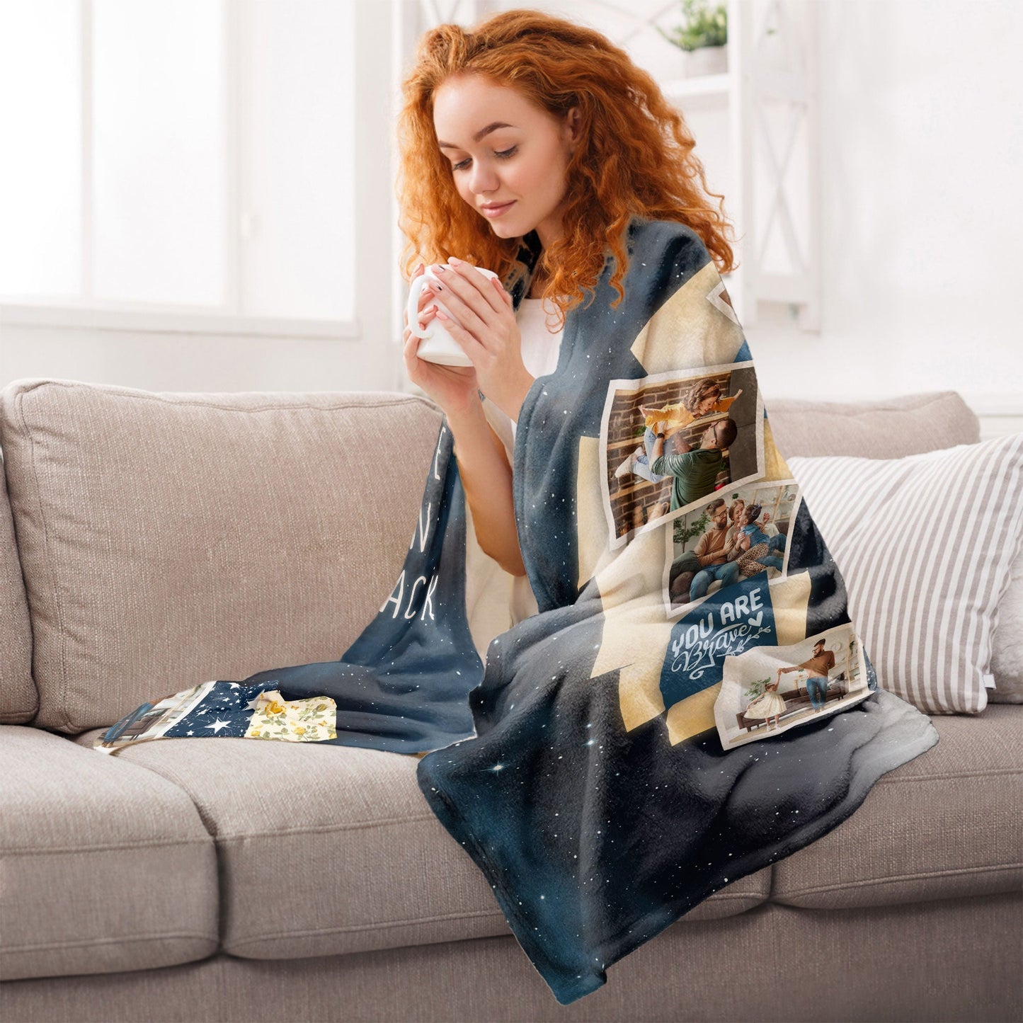 (Photo Inserted) To The Moon & Back - Personalized Photo Blanket