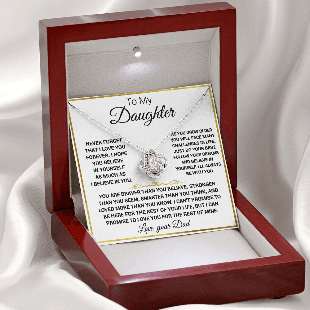 To my Daughter - “Never forget that I love you”, Knot necklace
