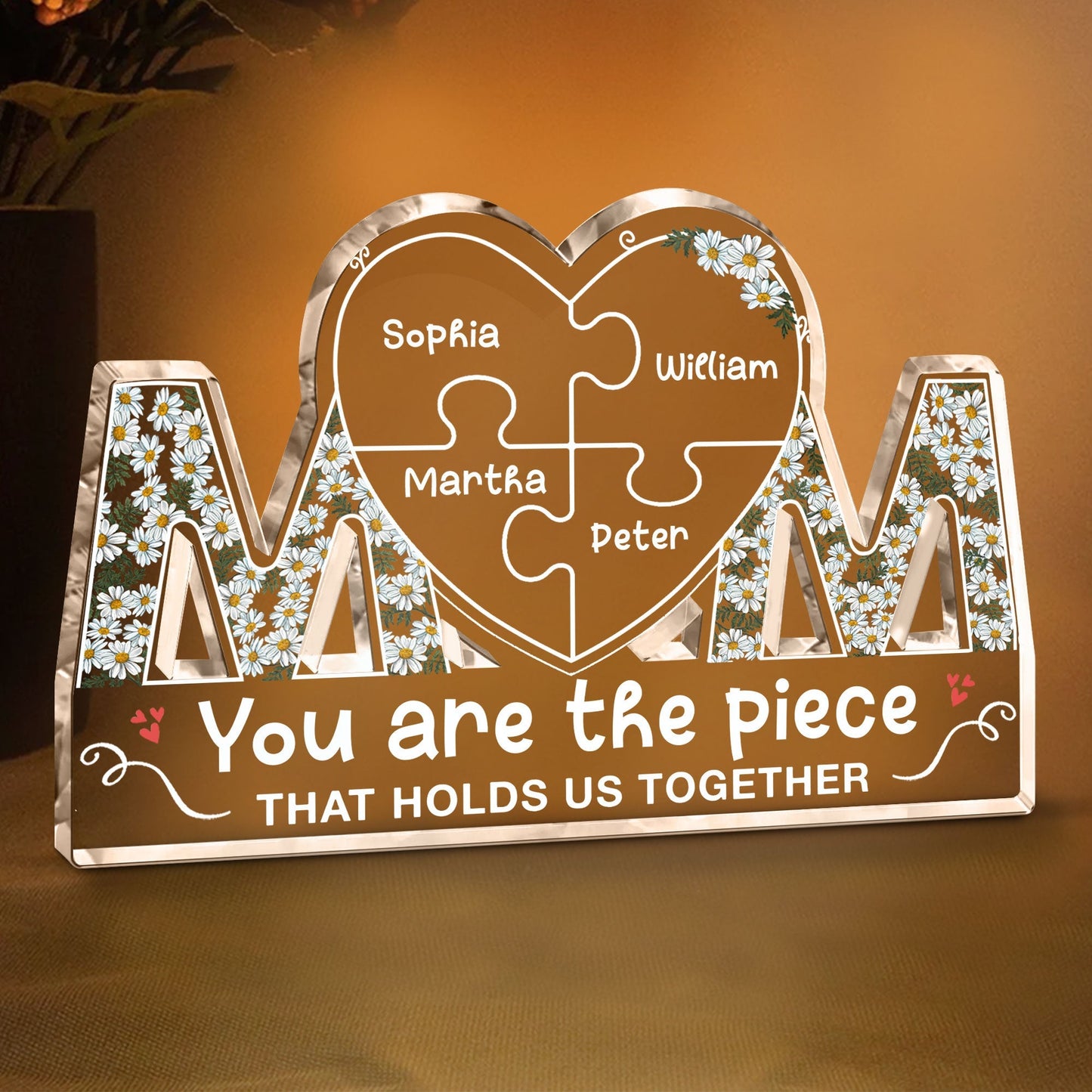 You Are The Piece That Holds Us Together - Personalized Mom Shaped Acrylic Plaque