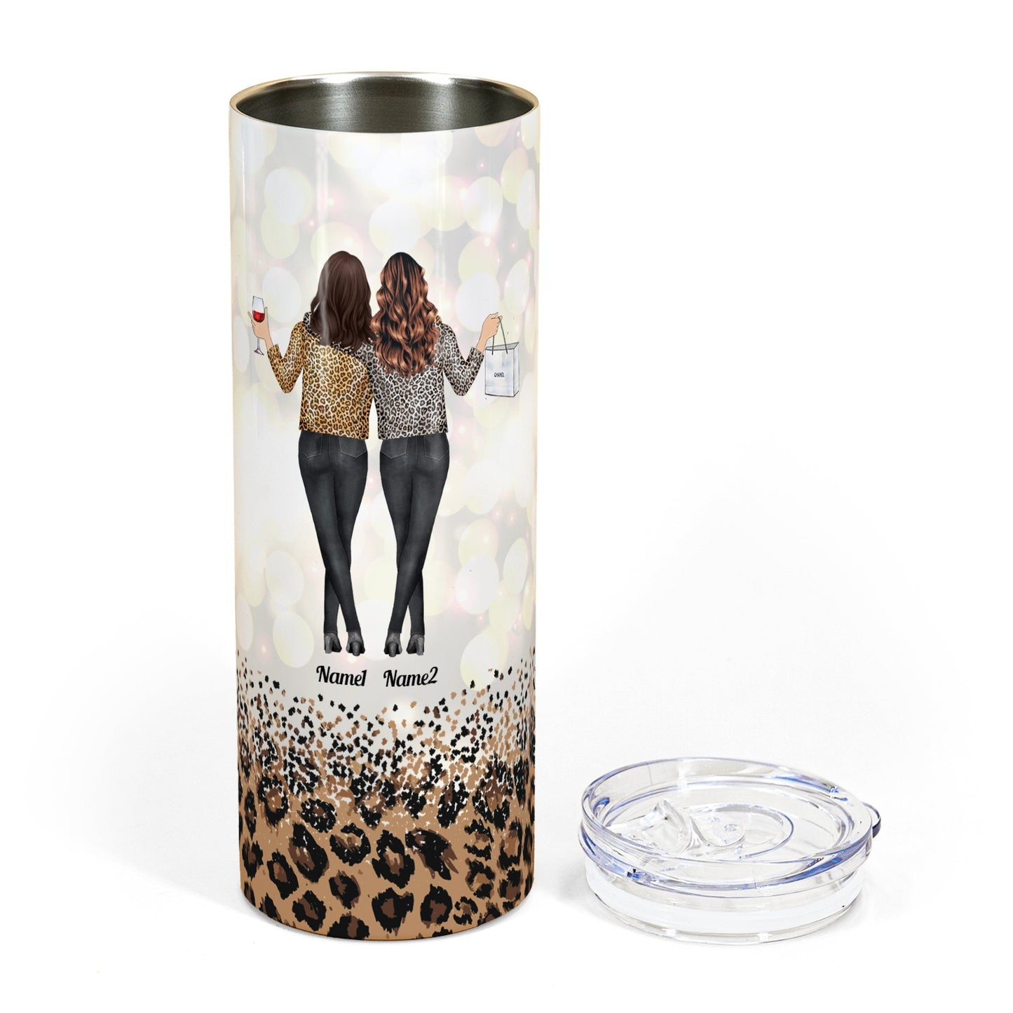 You Are The She To My Nanigans - Personalized Skinny Tumbler - Leopard Design, Leopard Jacket Girls