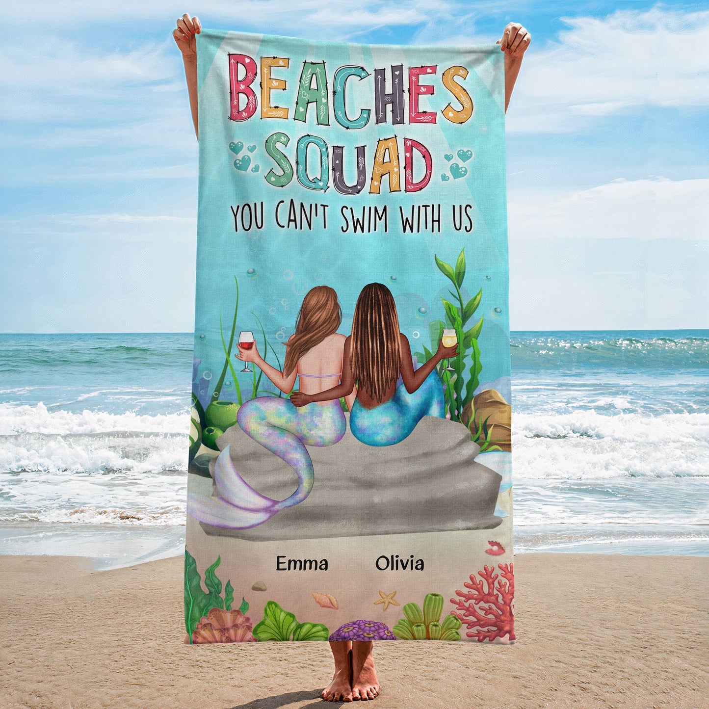 You Can't Swim With Us - Personalized Beach Towel