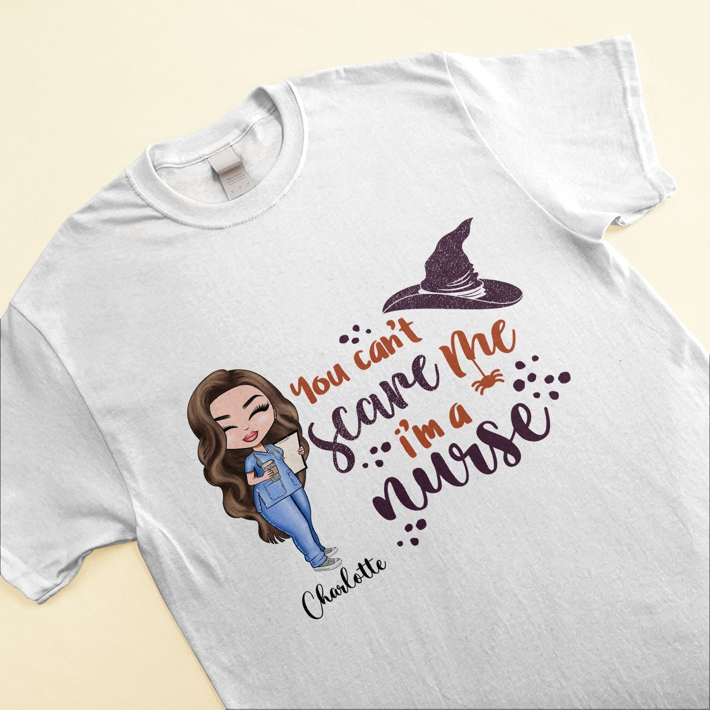 You Can't Scare Me I'm A Nurse - Personalized Shirt - Cartoon Nurse