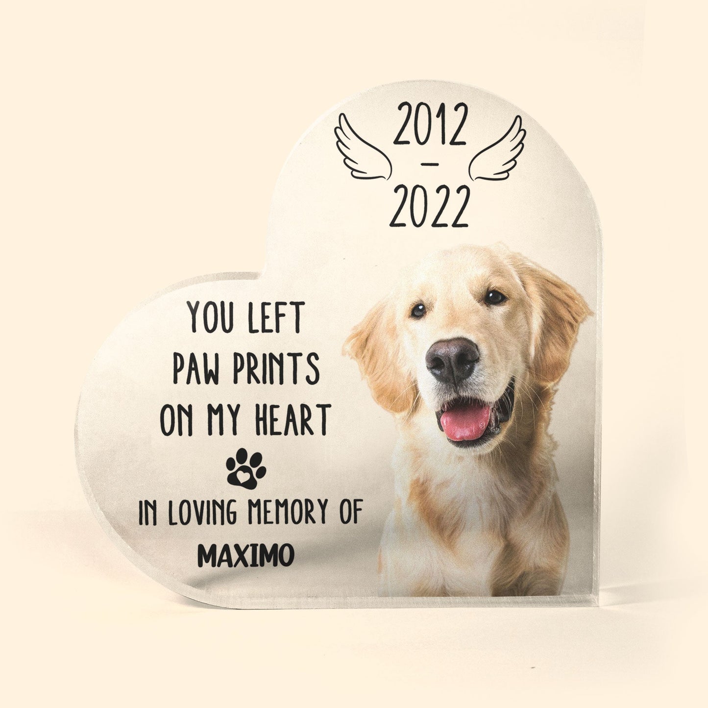 You Left Paw Prints On My Heart - Personalized Heart Shaped Acrylic Photo Plaque - Memorial, Loving Gift For Pet Loss Owners, Pet Lovers