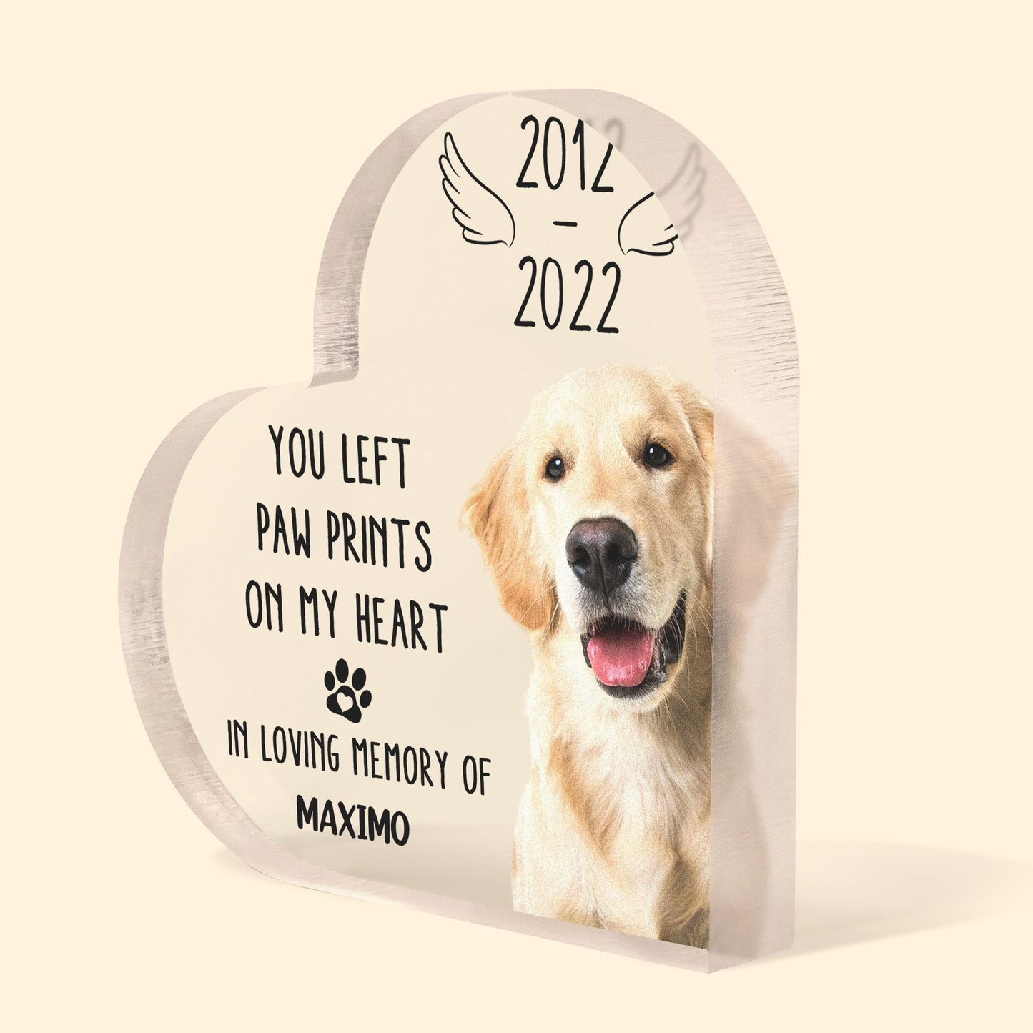 You Left Paw Prints On My Heart - Personalized Heart Shaped Acrylic Photo Plaque - Memorial, Loving Gift For Pet Loss Owners, Pet Lovers