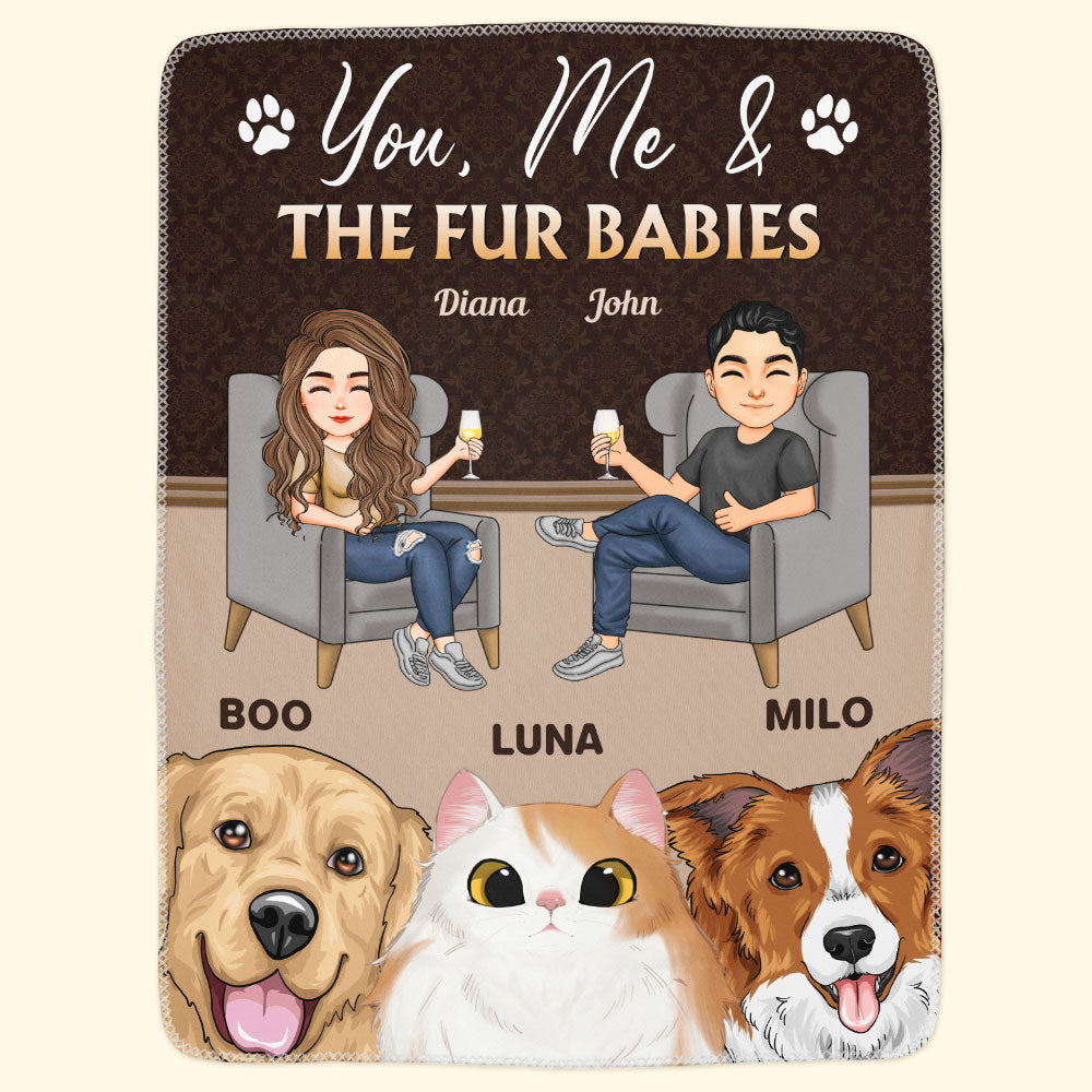 You Me Our Fur Babies - Personalized Blanket- Home Decor Anniversary Gifts For Husband, Wife, Couple