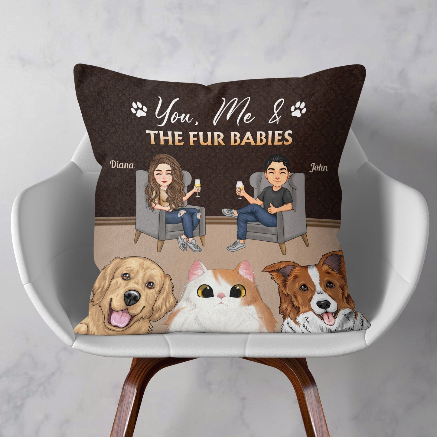 You Me Our Fur Babies - Personalized Pillow (Insert Included)