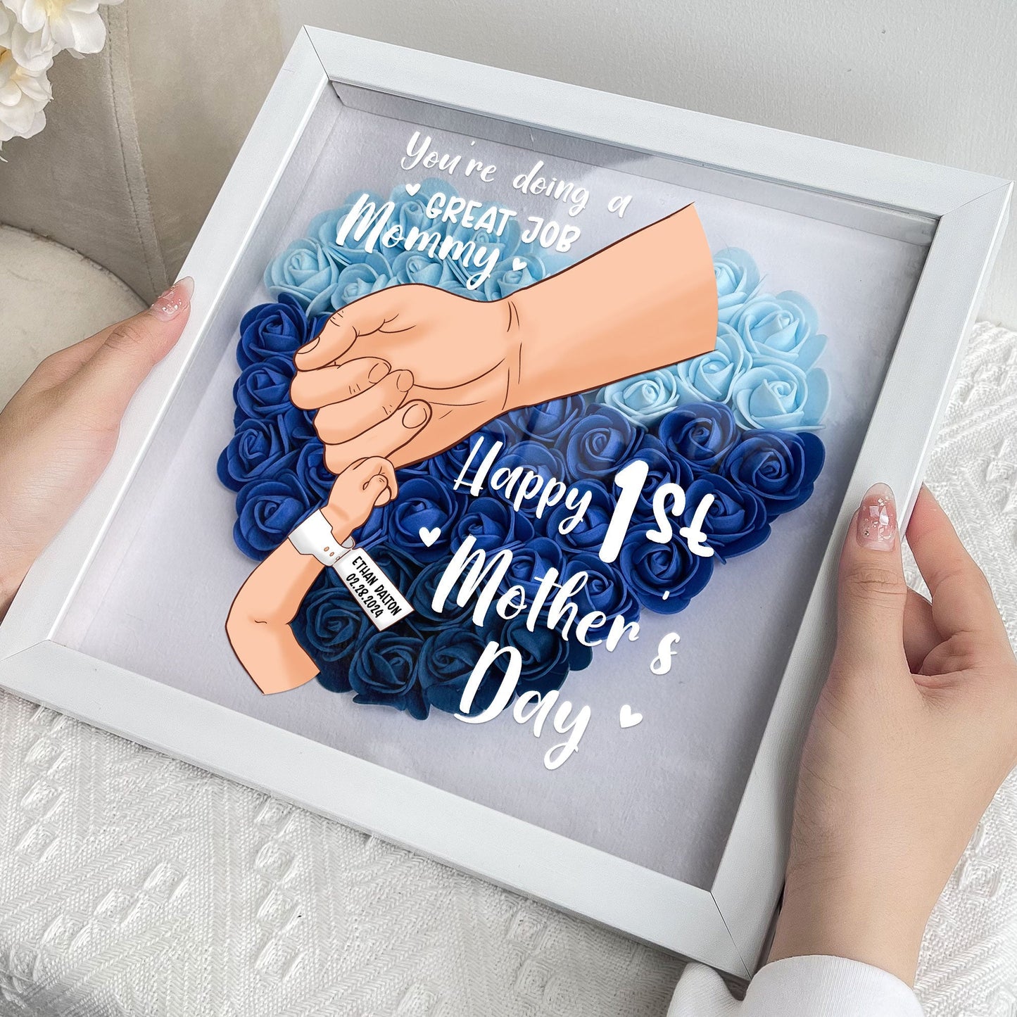 You're Doing A Great Job Mommy - Personalized Flower Shadow Box
