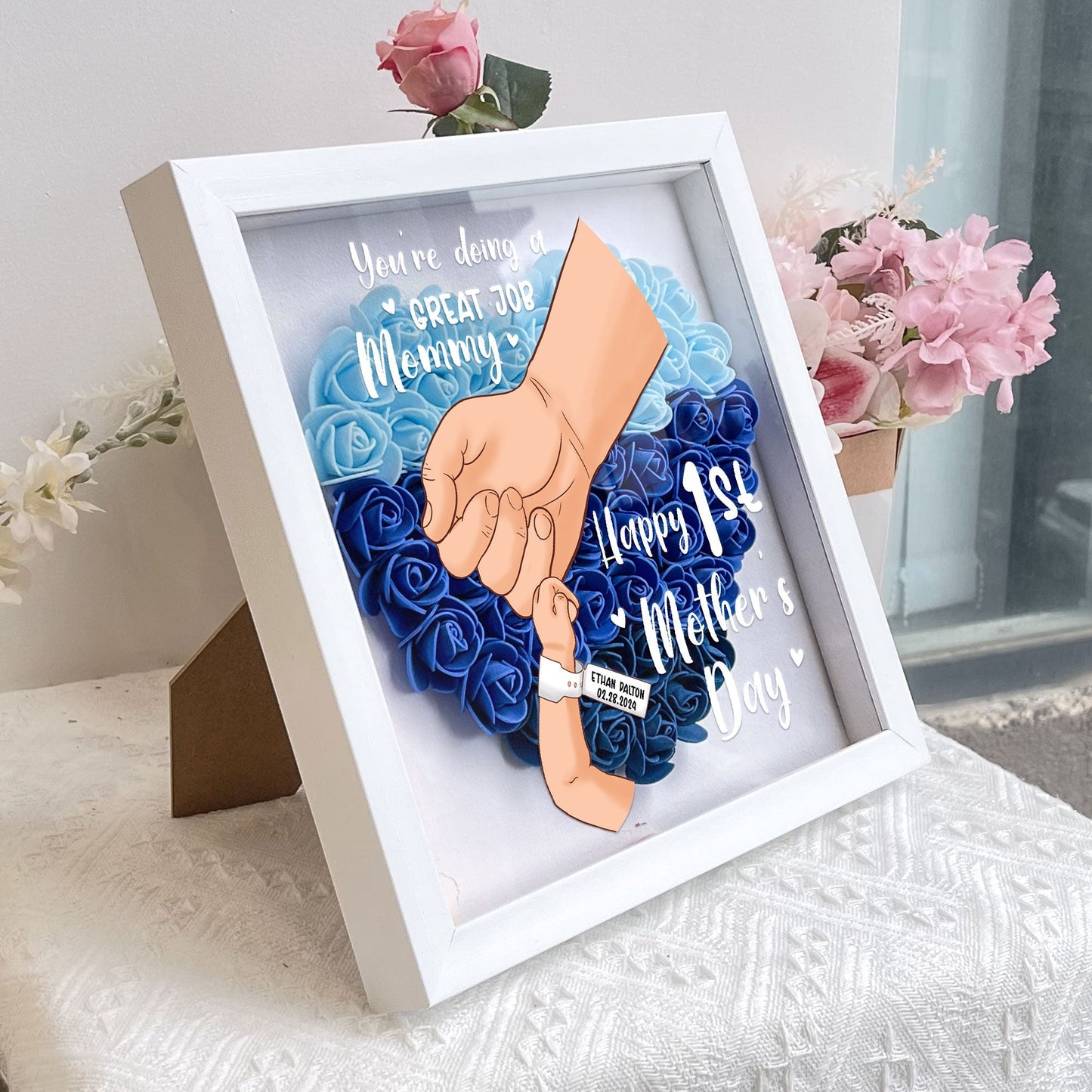 You're Doing A Great Job Mommy - Personalized Flower Shadow Box