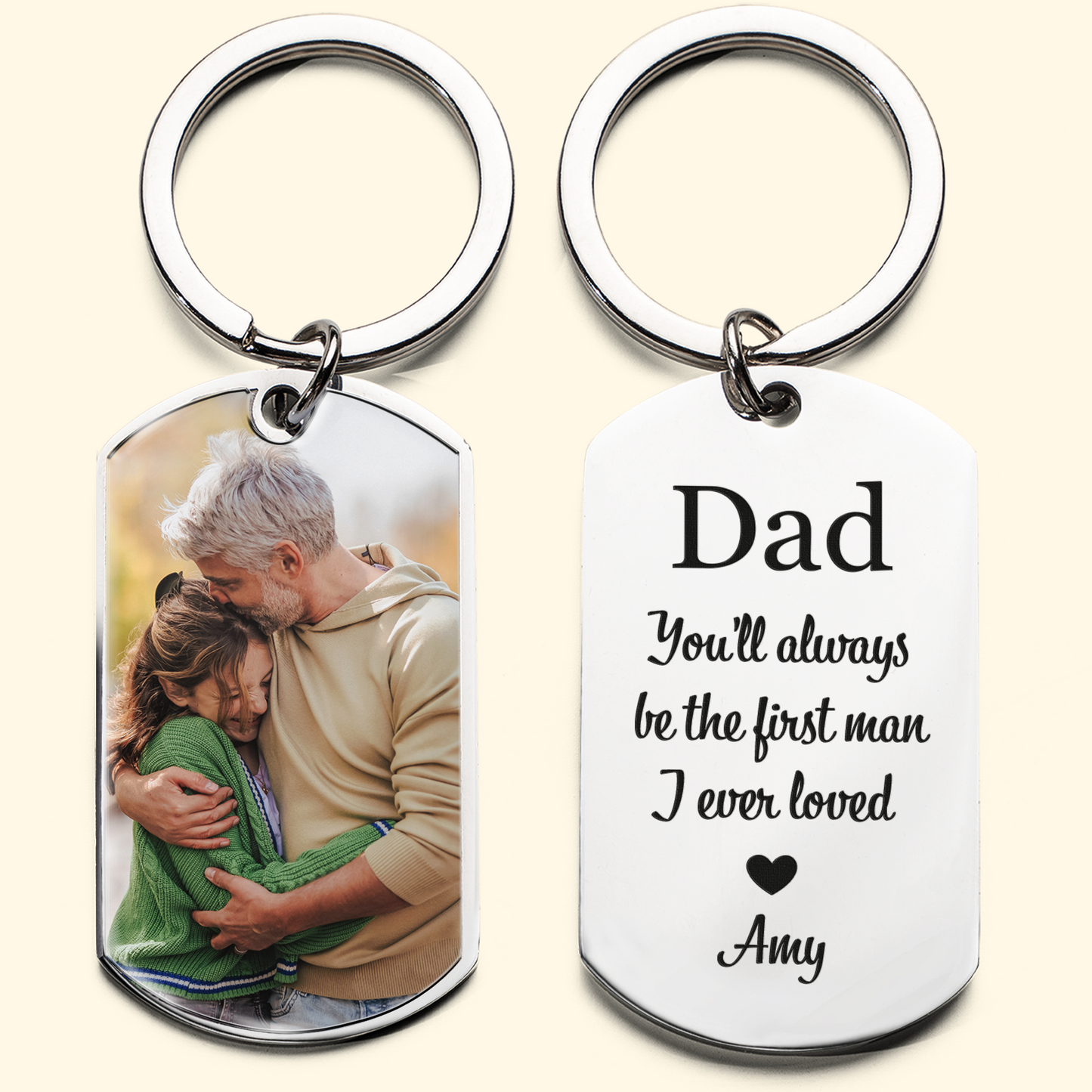 You'll Always Be The First Man I Loved - Personalized Stainless Steel Photo Keychain