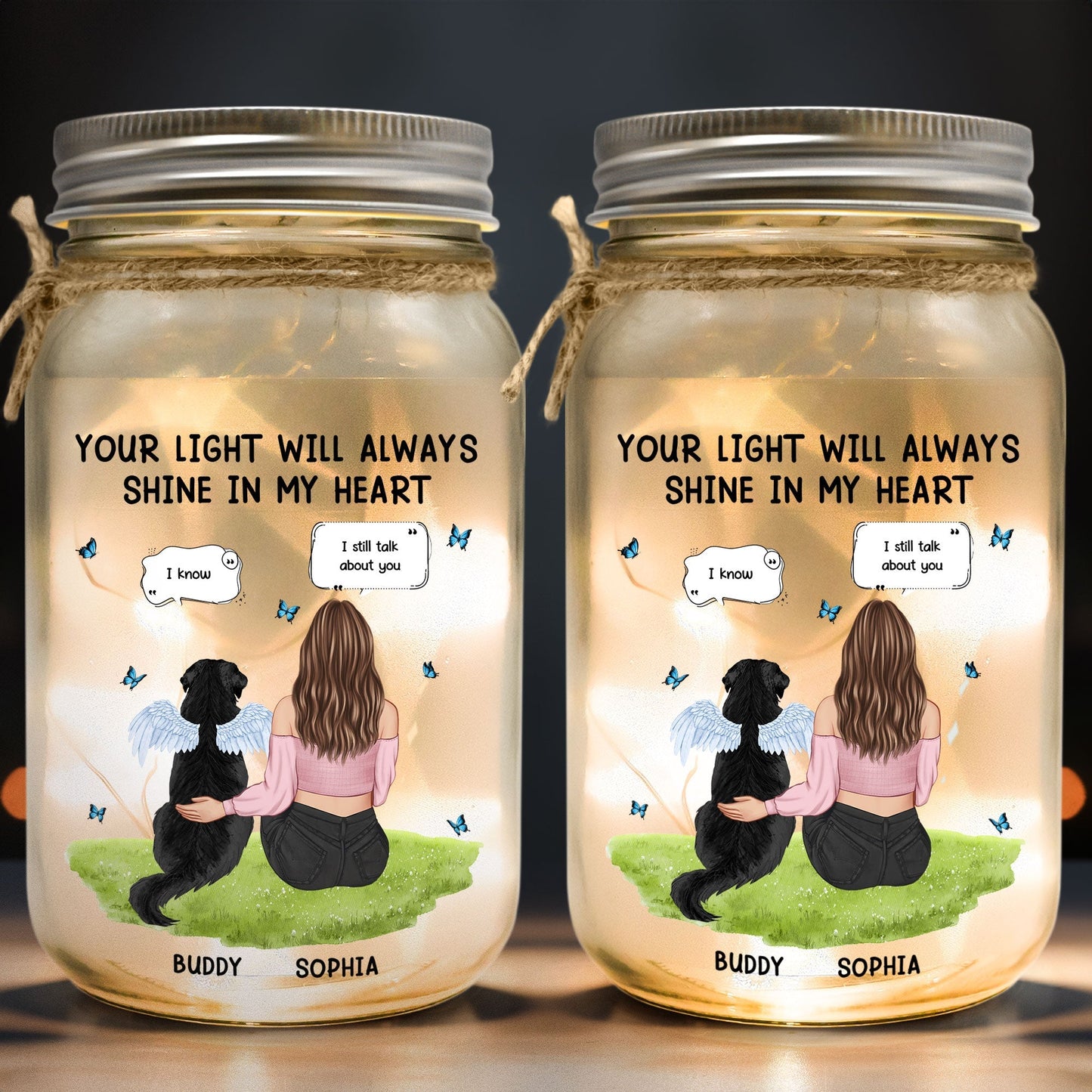 Your Light Will Always Shine In My Heart - Personalized Mason Jar Light