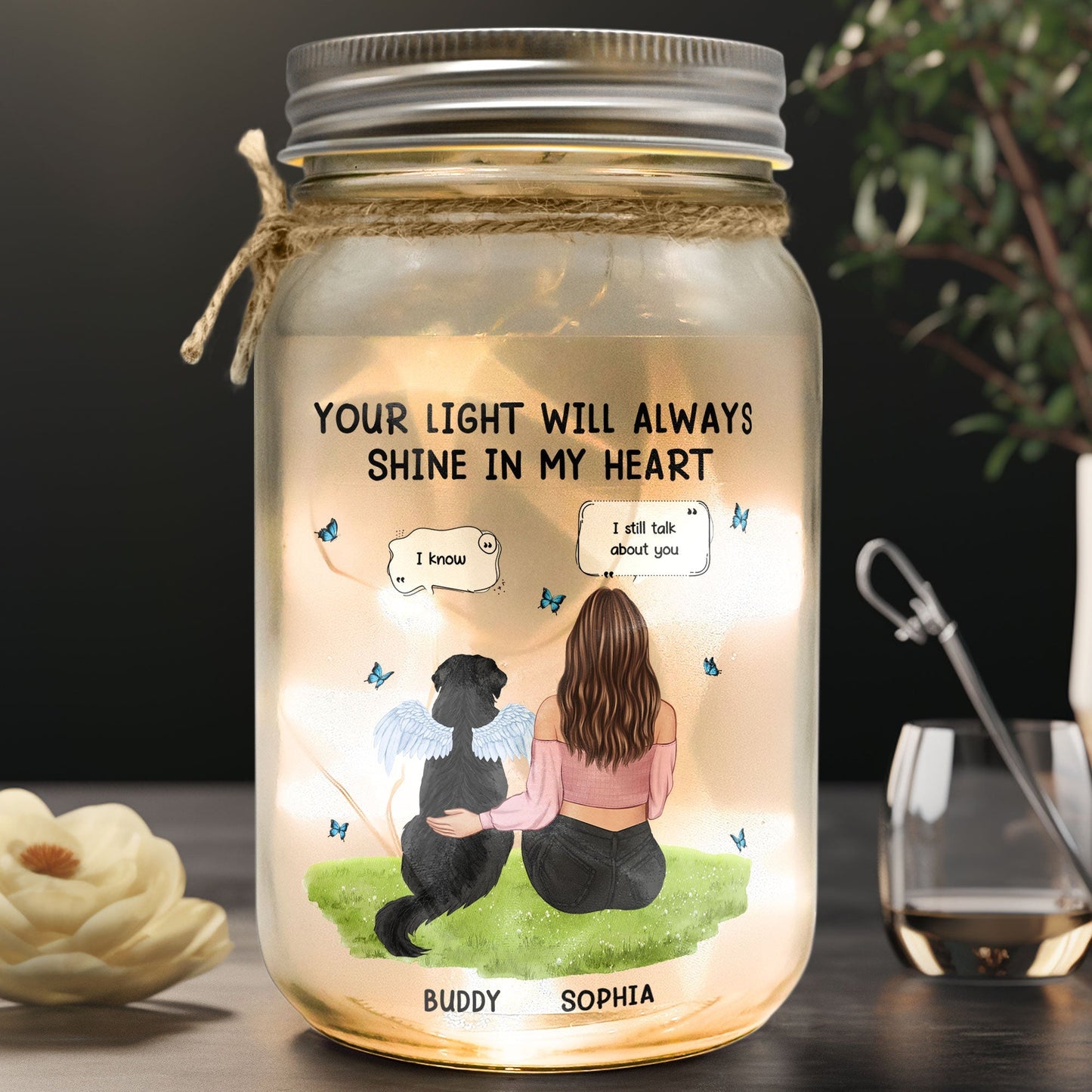 Your Light Will Always Shine In My Heart - Personalized Mason Jar Light