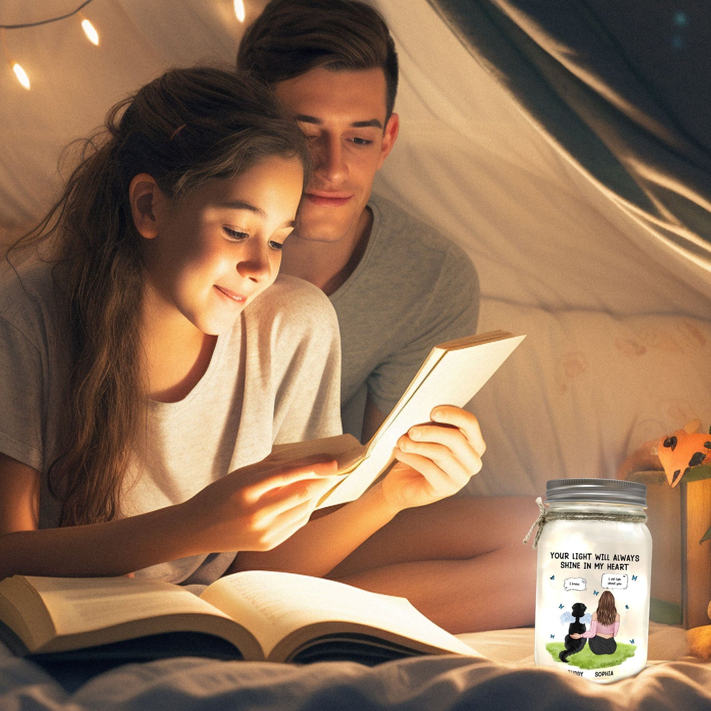 Your Light Will Always Shine In My Heart - Personalized Mason Jar Light