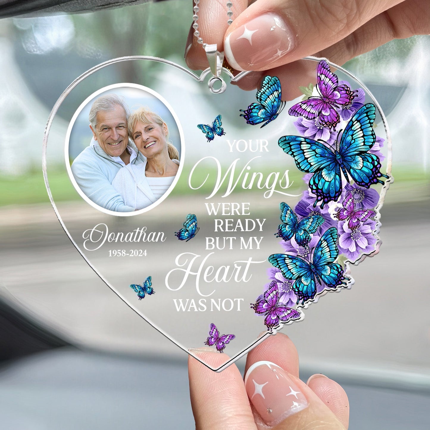 Your Wings Were Ready - Personalized Photo Rear View Mirror Accessory