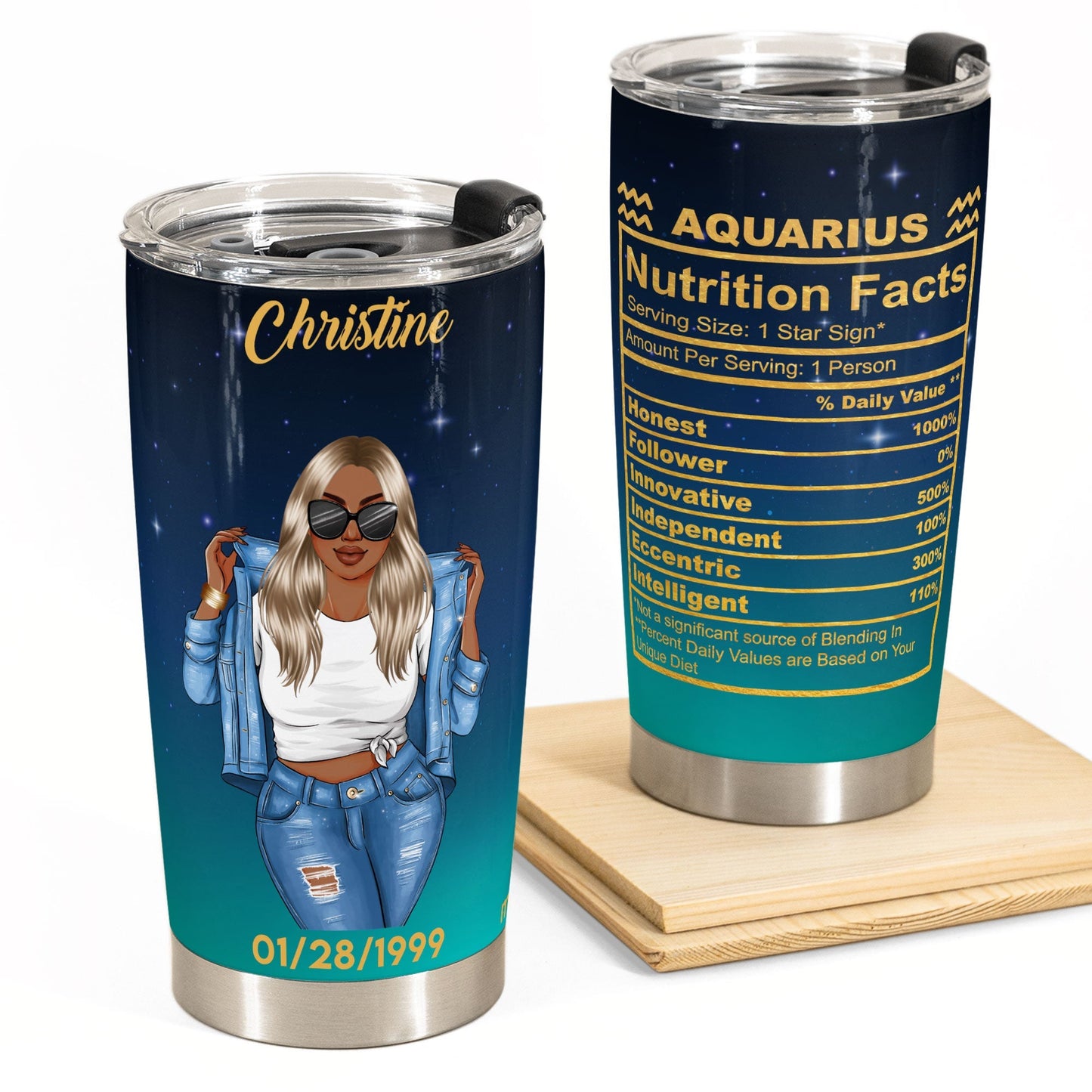 Aquarius Nutrition Facts - Personalized Tumbler Cup - Birthday Gift For Astrology Lovers, Gift For Daughter, Sister, Besties