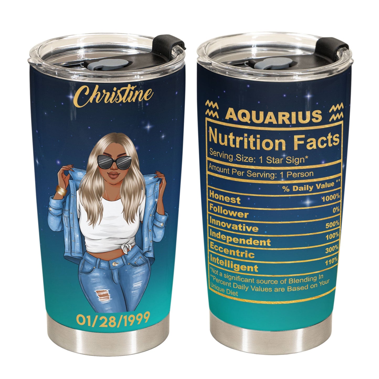 Aquarius Nutrition Facts - Personalized Tumbler Cup - Birthday Gift For Astrology Lovers, Gift For Daughter, Sister, Besties