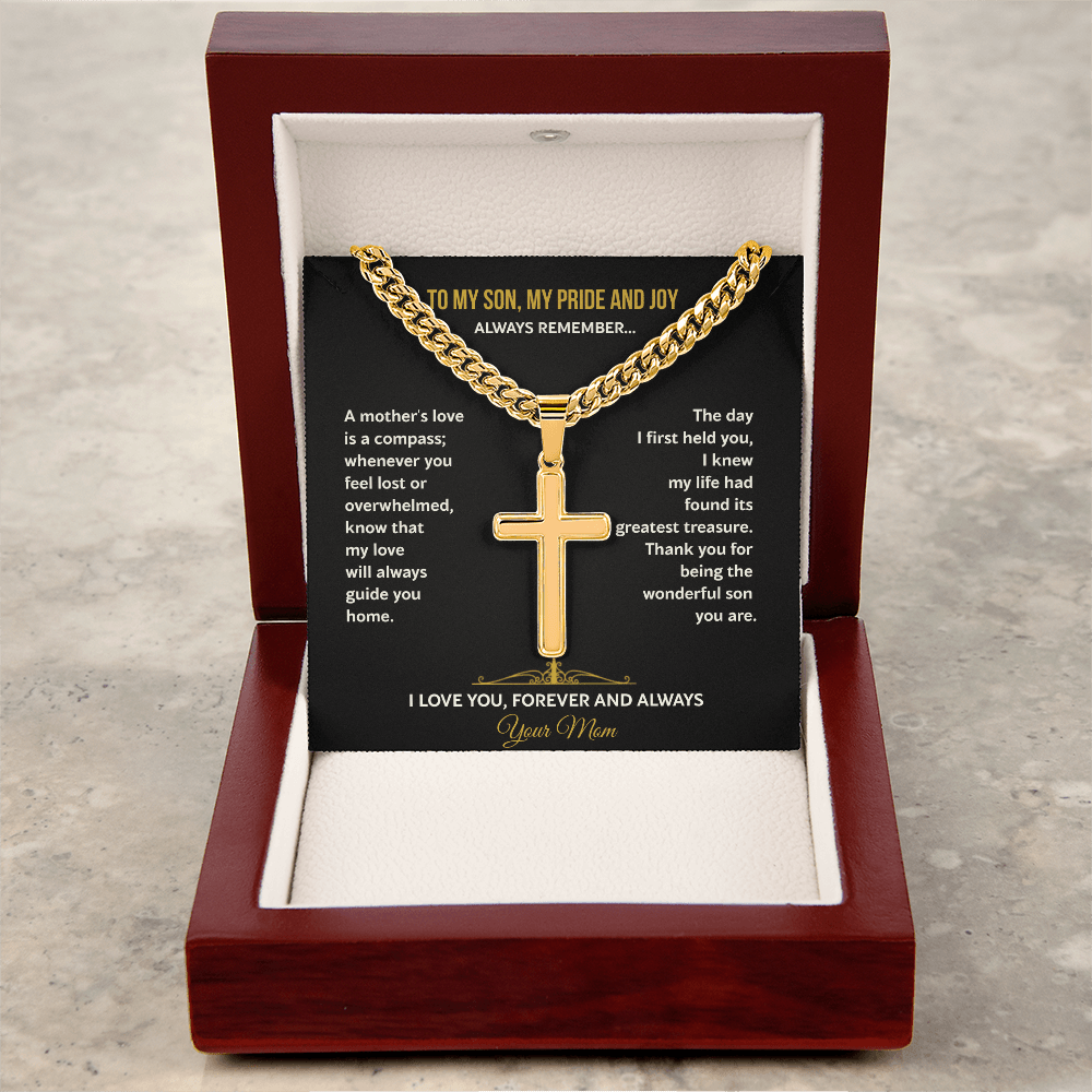 A Mother's Gift for Her Son - Personalized Cross Necklace
