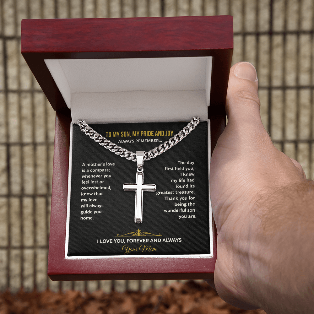 A Mother's Gift for Her Son - Personalized Cross Necklace
