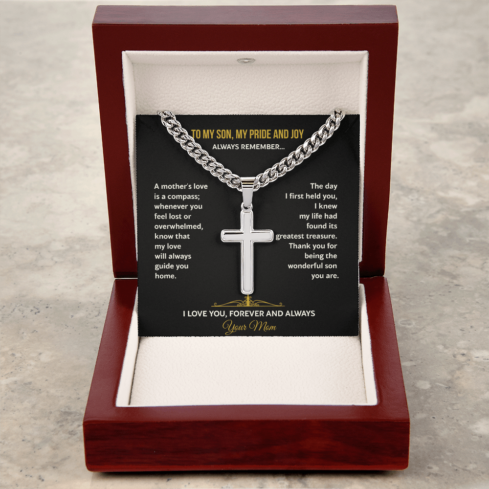 A Mother's Gift for Her Son - Personalized Cross Necklace