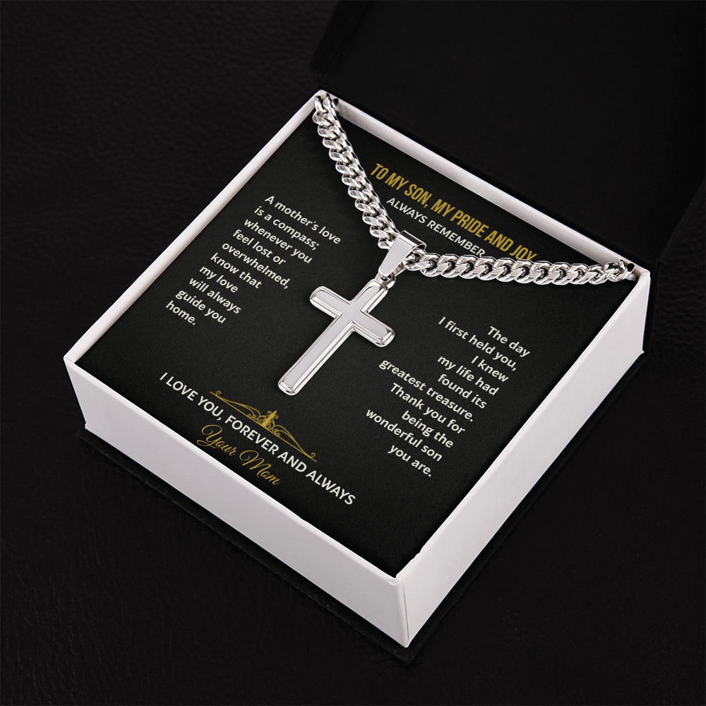 A Mother's Gift for Her Son - Personalized Cross Necklace