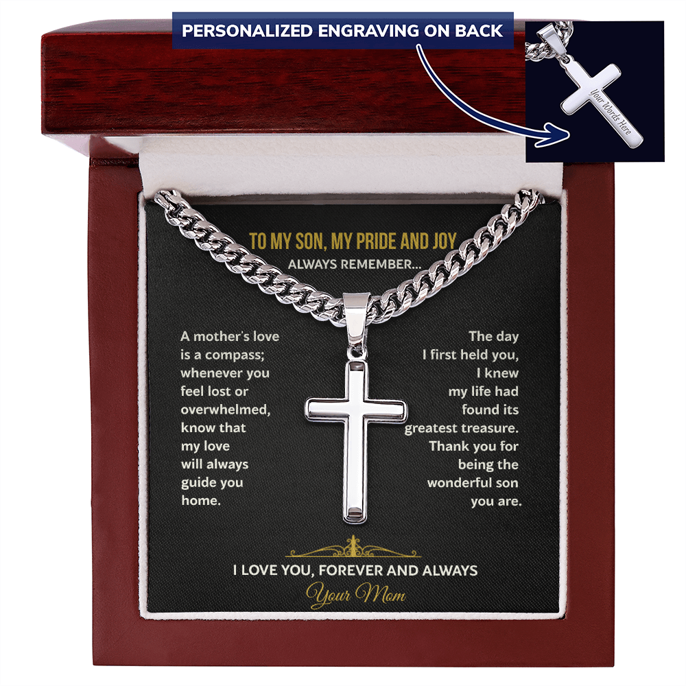 A Mother's Gift for Her Son - Personalized Cross Necklace