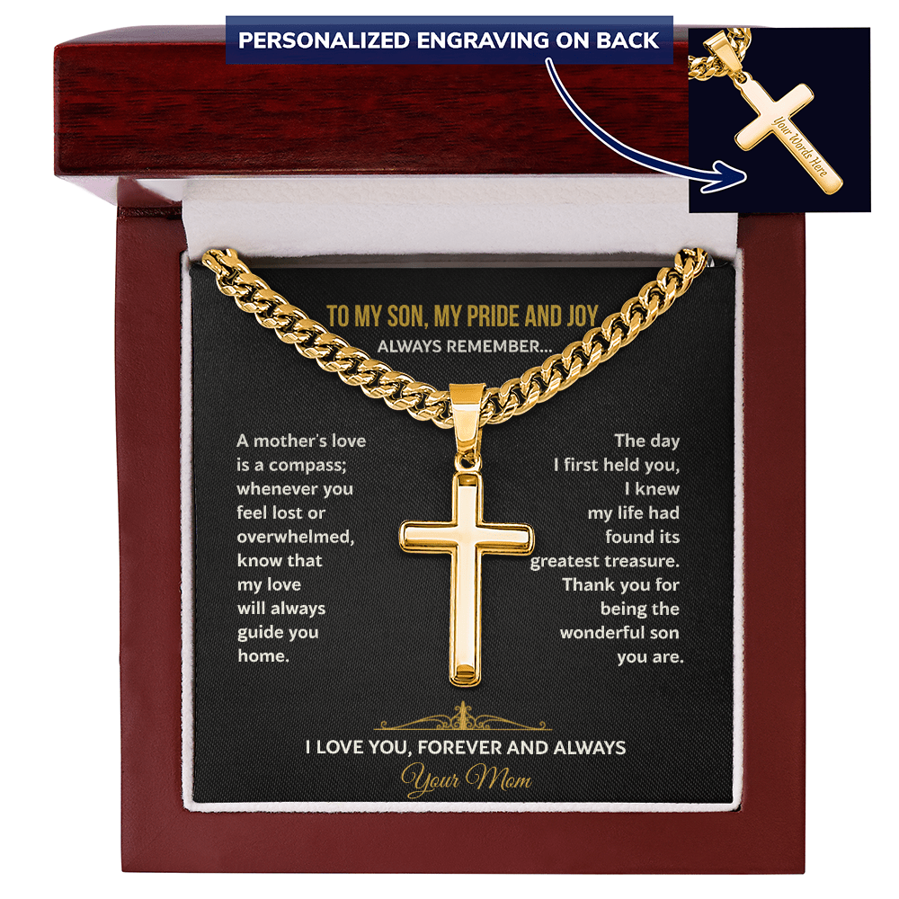 A Mother's Gift for Her Son - Personalized Cross Necklace