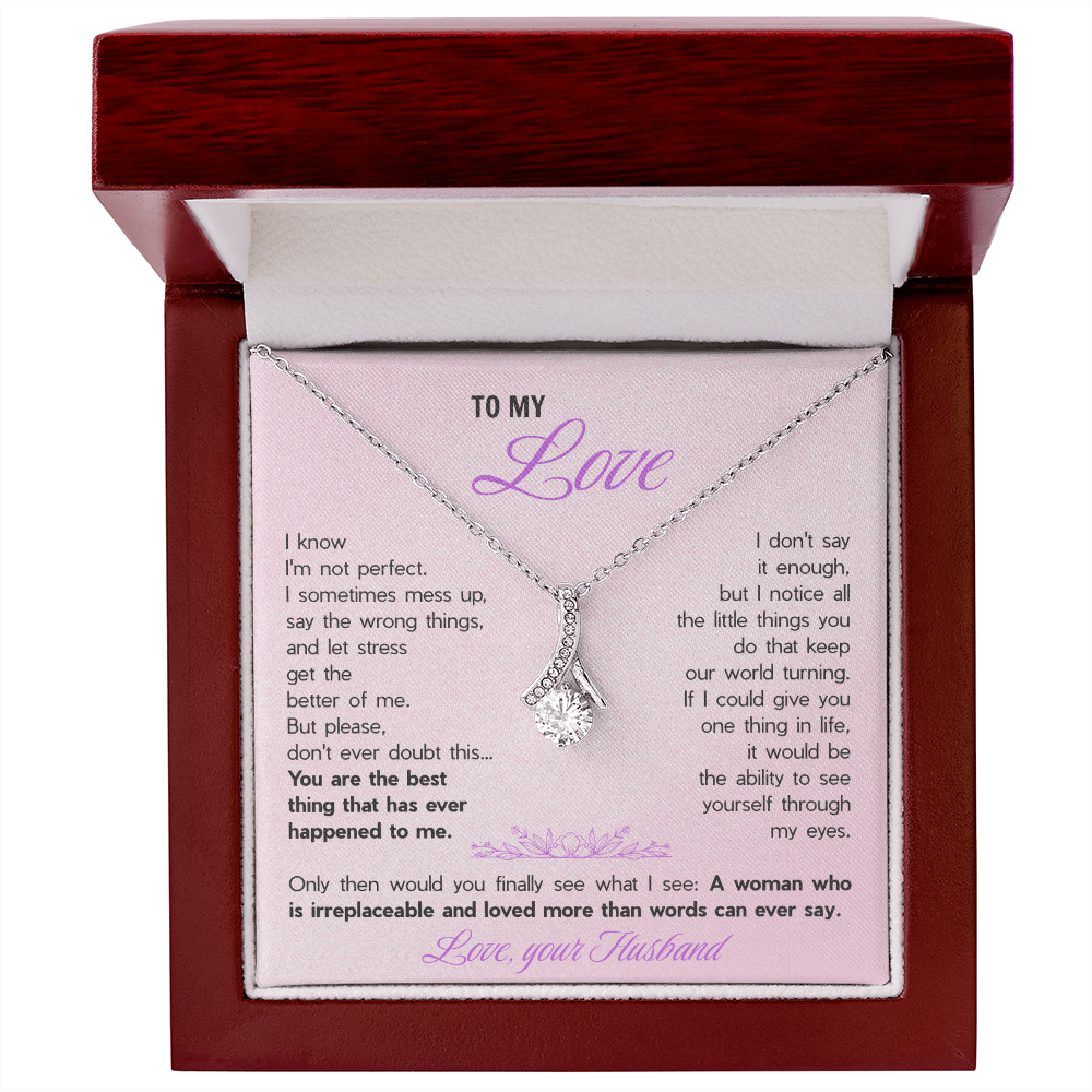 Alluring Beauty Necklace for Wife - Sentimental Gift from Husband with "You're The Best Thing" Message Card