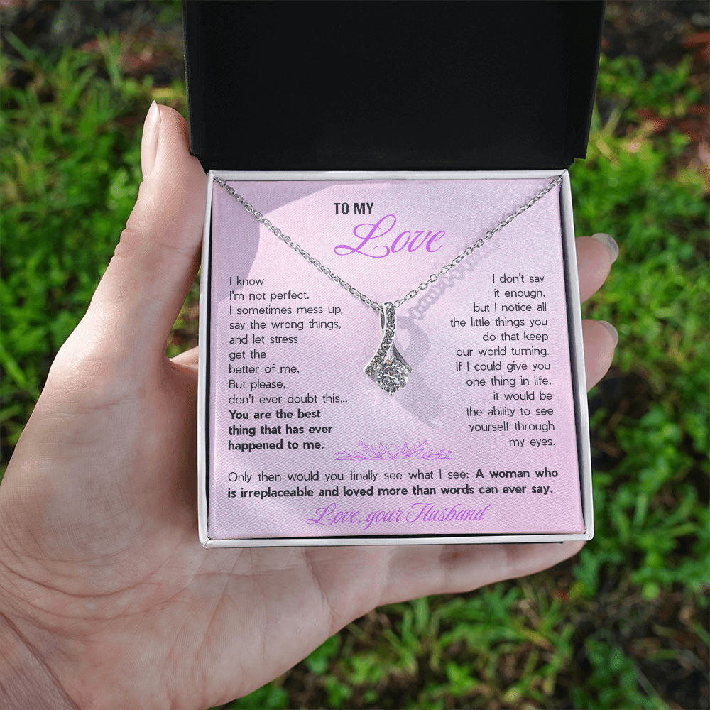 Alluring Beauty Necklace for Wife - Sentimental Gift from Husband with "You're The Best Thing" Message Card