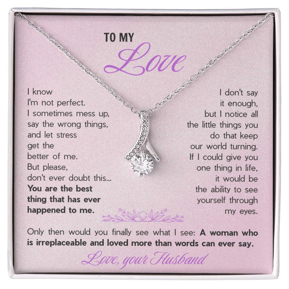 Alluring Beauty Necklace for Wife - Sentimental Gift from Husband with "You're The Best Thing" Message Card