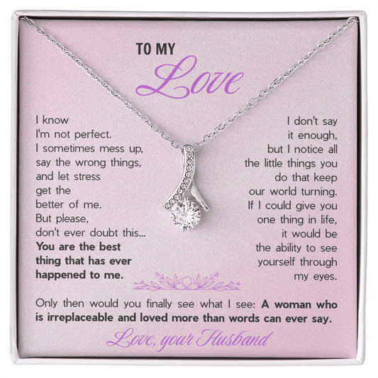 Alluring Beauty Necklace for Wife - Sentimental Gift from Husband with "You're The Best Thing" Message Card