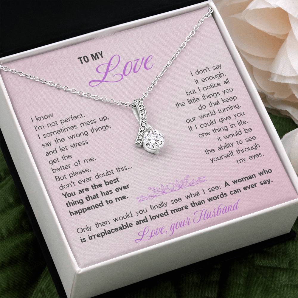 Alluring Beauty Necklace for Wife - Sentimental Gift from Husband with "You're The Best Thing" Message Card