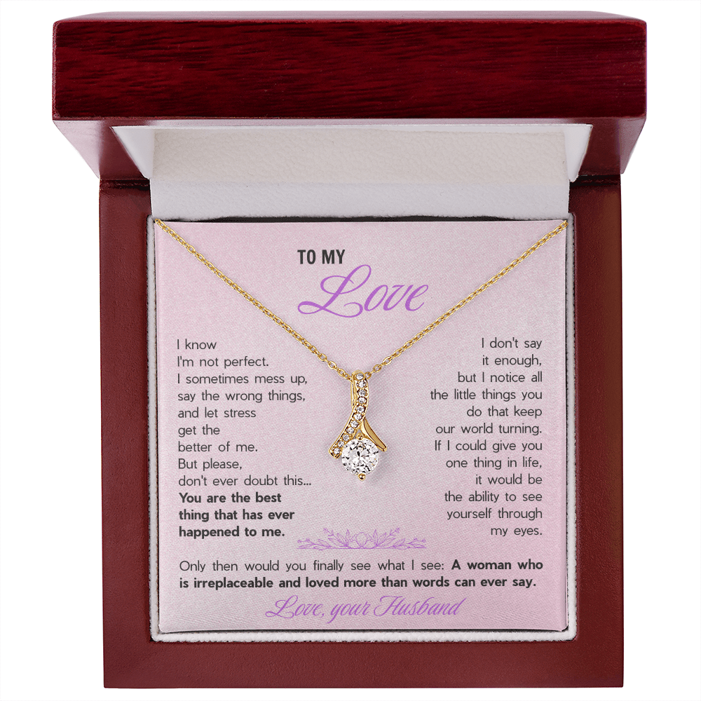 Alluring Beauty Necklace for Wife - Sentimental Gift from Husband with "You're The Best Thing" Message Card