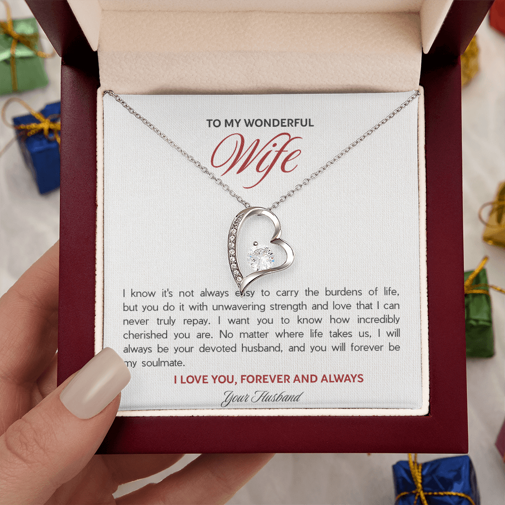 To My Wonderful Wife Forever Love Necklace - "Forever My Soulmate" Gift from Husband