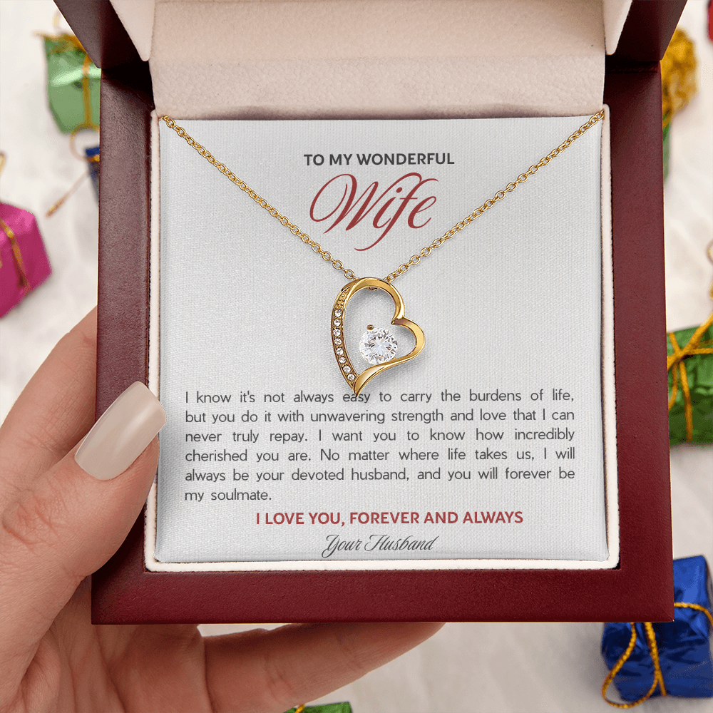 To My Wonderful Wife Forever Love Necklace - "Forever My Soulmate" Gift from Husband