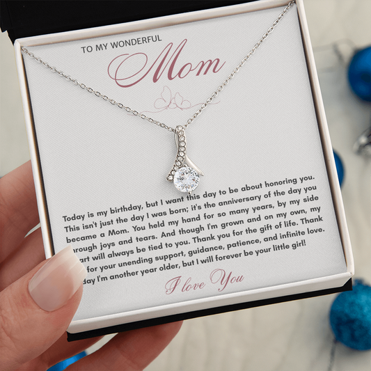 To My Wonderful Mom Alluring Beauty Necklace - "Honor You on My Birthday" Gift from Daughter