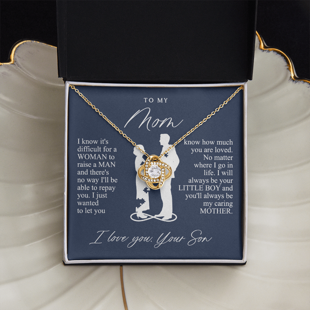 To My Mom Gift from Son - love knot neackce - Sentimental Mother's Day Gift for Mom