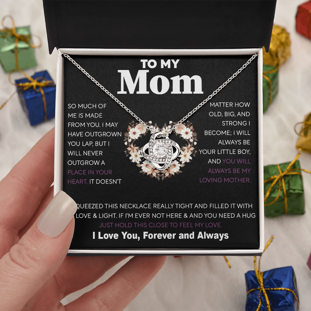 To My Mom Gift from Son - "Always Your Little Boy" - love knot neackce