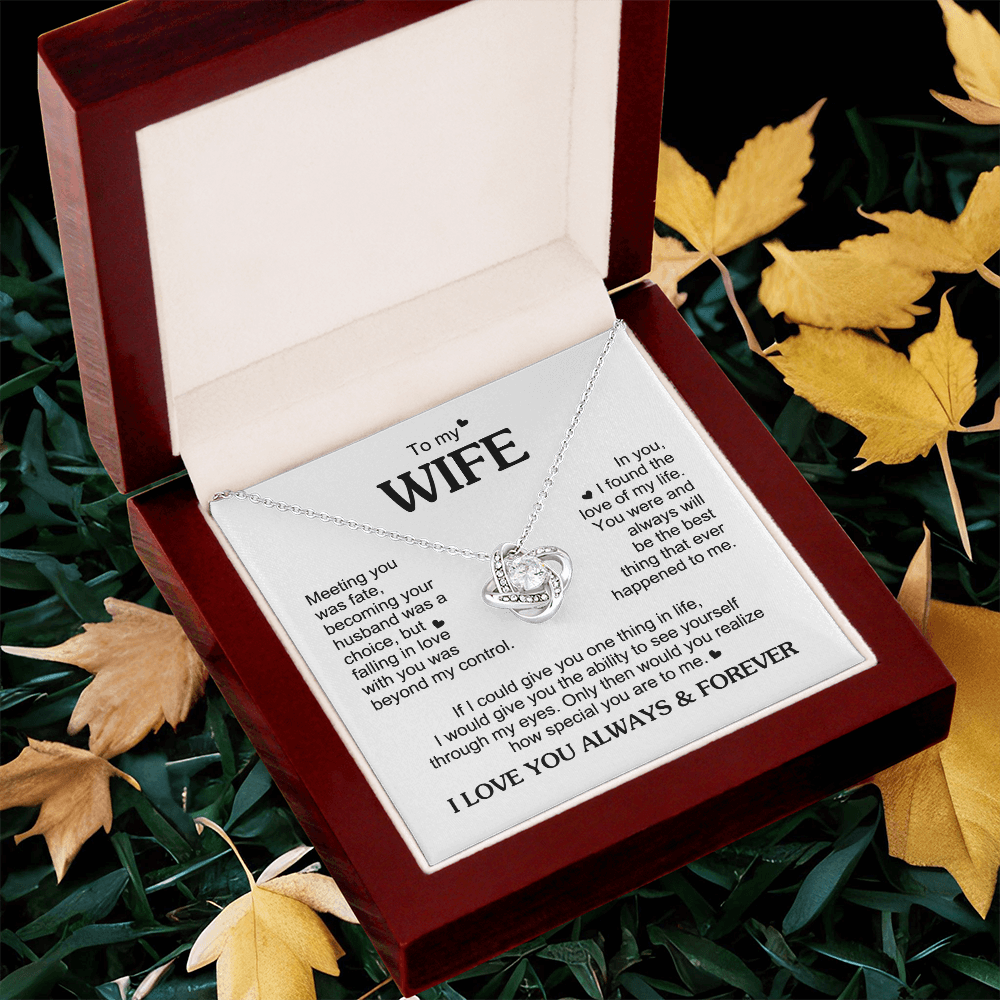 To My Wife Romantic Gift - Love  Knot Neacklace - "Meeting You Was Fate"