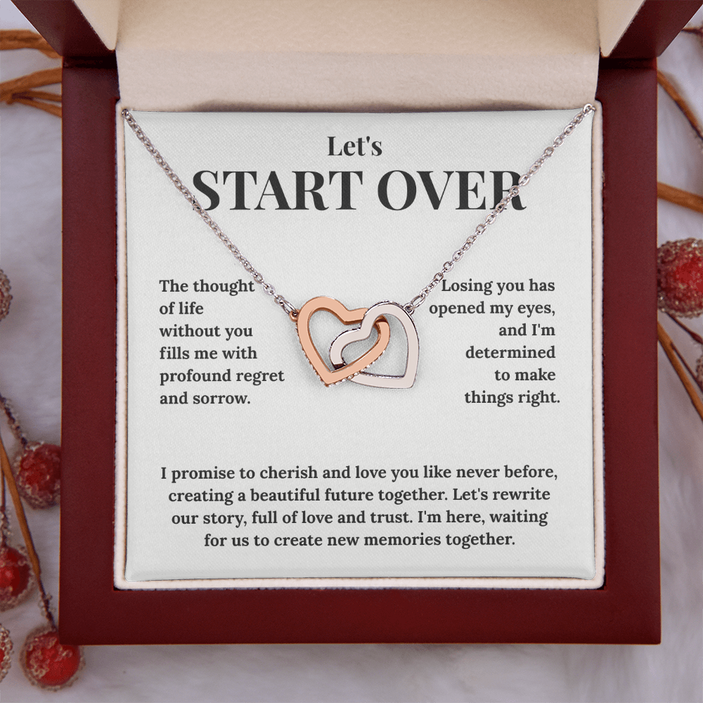 "Rewrite Our Story" Interlocking Hearts Necklace - Romantic Gift to Win Back Your Wife or Girlfriend