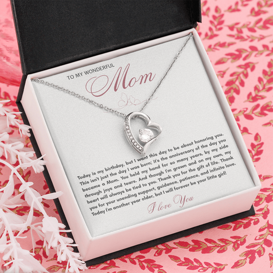 To My Wonderful Mom Forever Love Necklace - "Honor You on My Birthday" Gift from Daughter