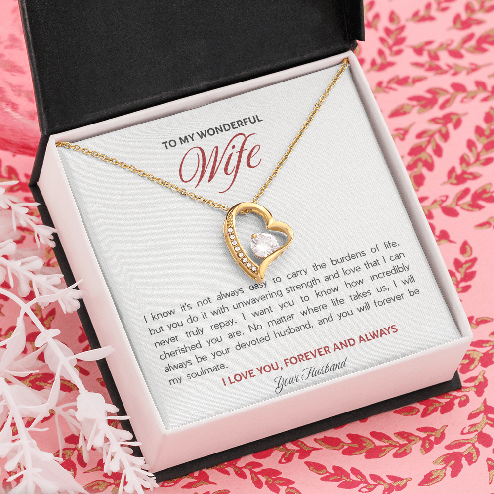 To My Wonderful Wife Forever Love Necklace - "Forever My Soulmate" Gift from Husband