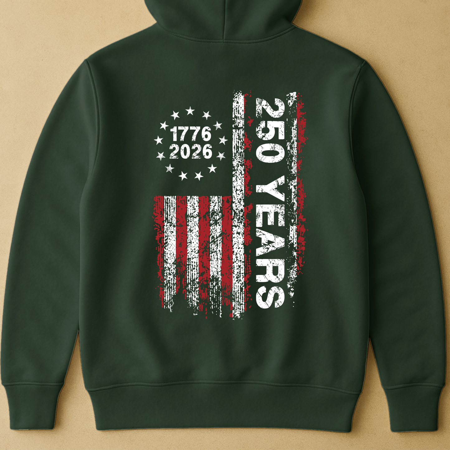 250 Years Distressed USA Flag - Back Printed Shirt