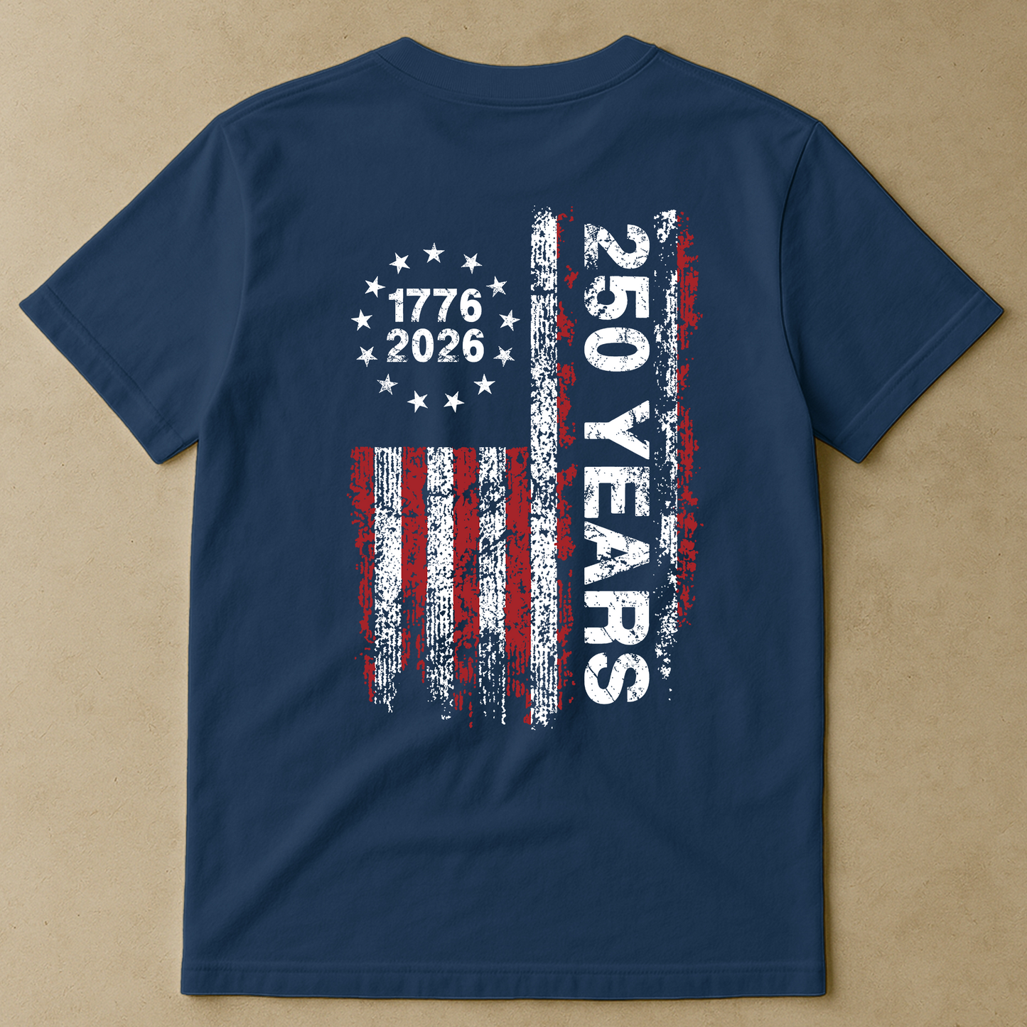 250 Years Distressed USA Flag - Back Printed Shirt
