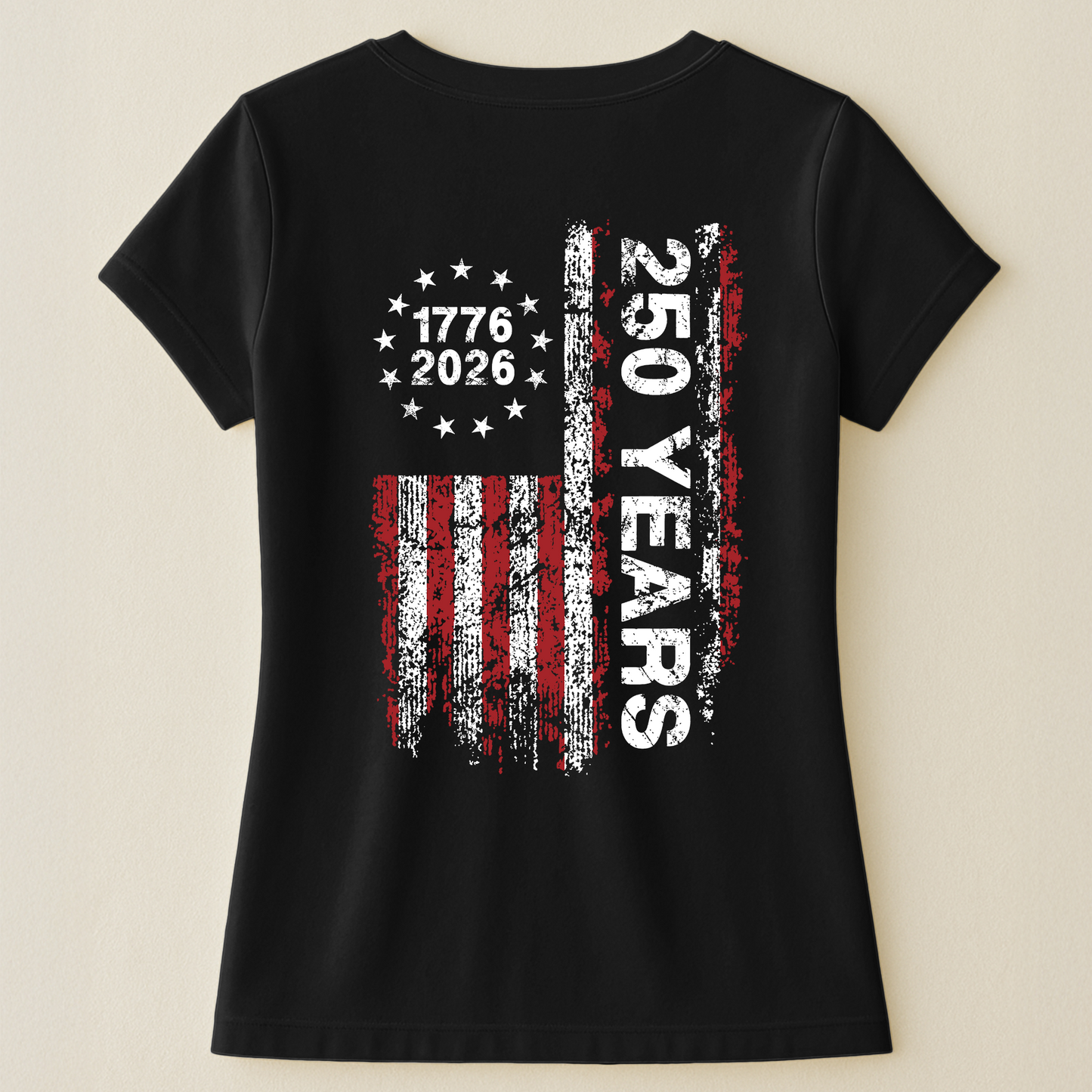250 Years Distressed USA Flag - Back Printed Shirt