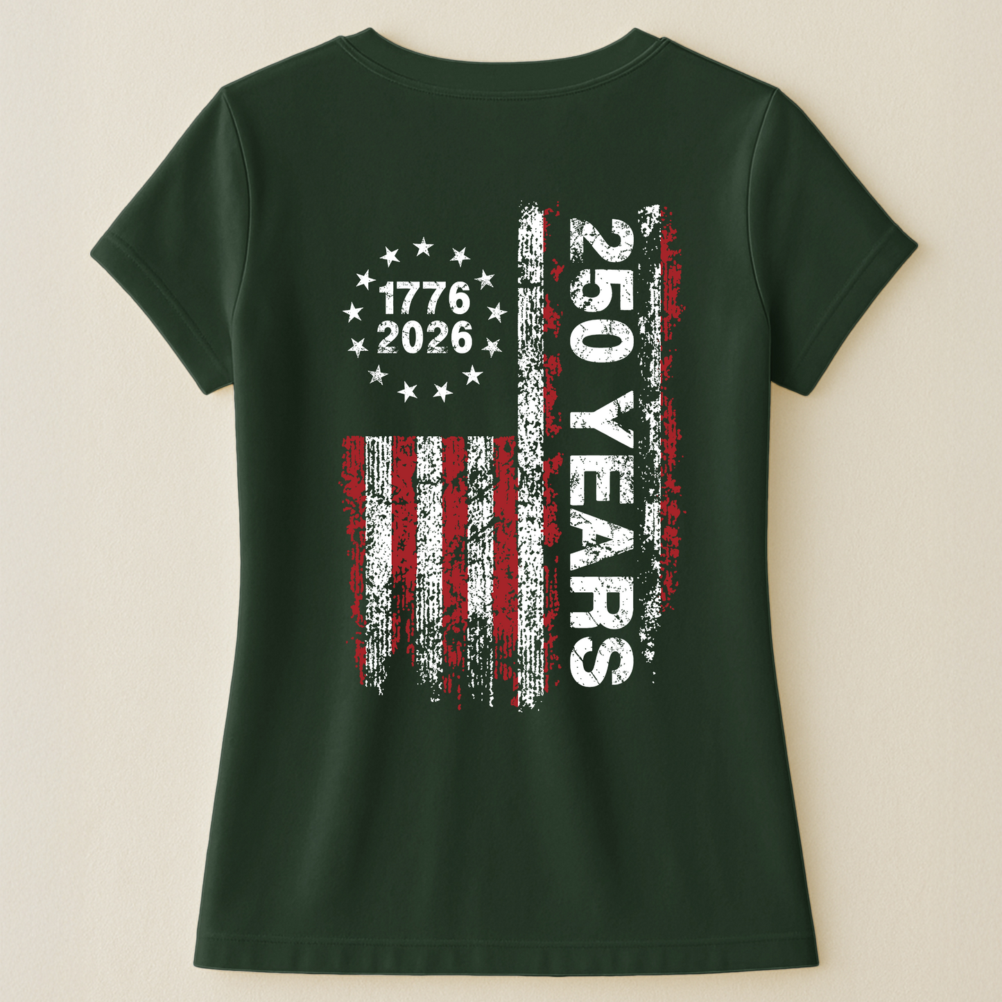 250 Years Distressed USA Flag - Back Printed Shirt