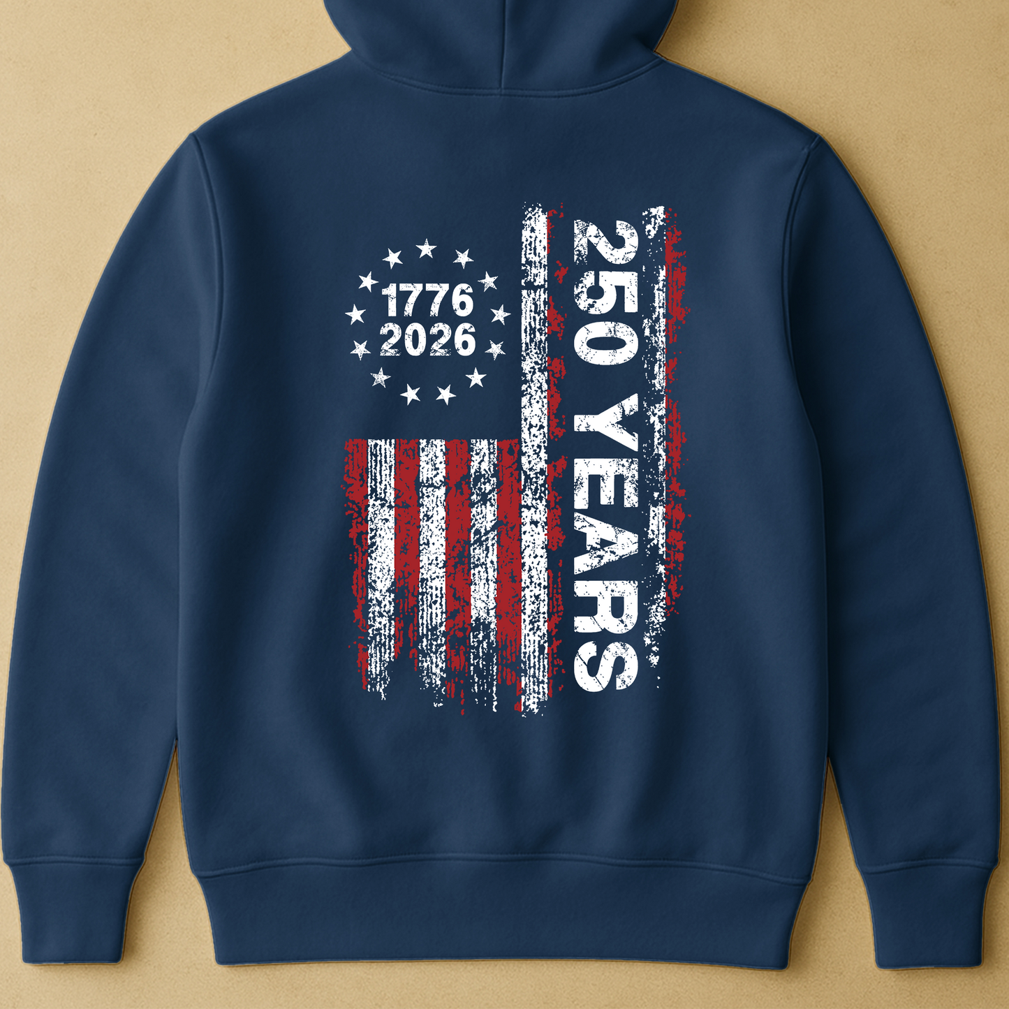 250 Years Distressed USA Flag - Back Printed Shirt